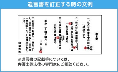 遺言書を訂正する時の文例
