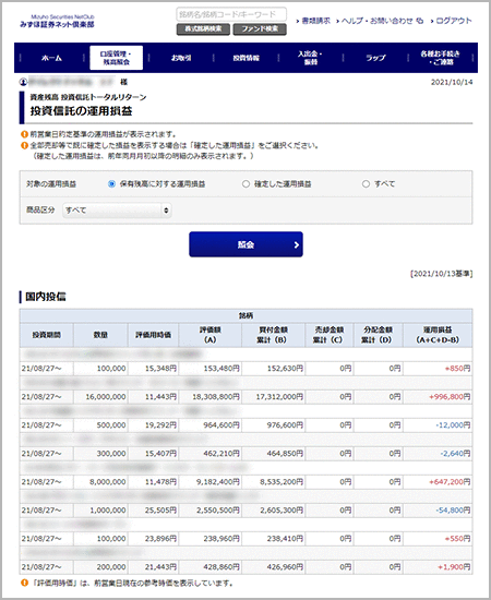 投資信託トータルリターン